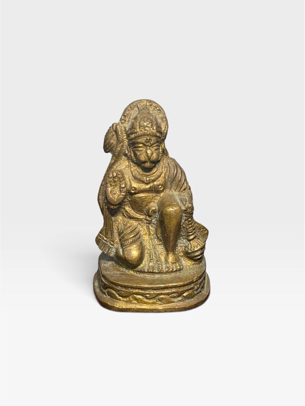 Vintage Brass Lord Hanuman Idol 3” Hindu Deity Monkey God Statue India Altar
